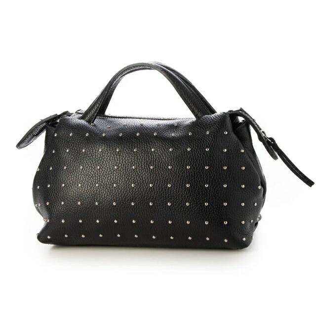 MARLON FIRENZE スタッズ ショルダーバッグ イタリア製 シボ革 MARLON FIRENZE マーロンフィレンツェ レザーハンドバッグ スタッズ