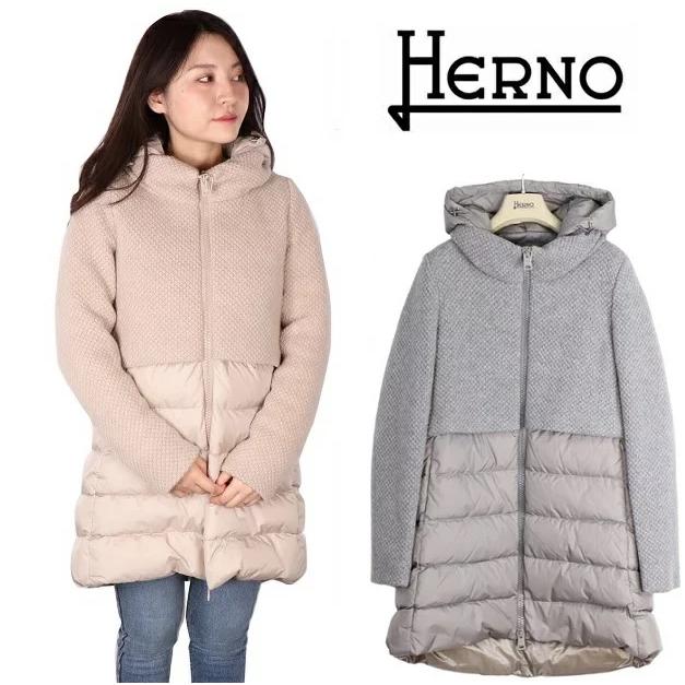 HERNO（ヘルノ） ダウンコート レディース 大きいサイズあり pi0822d 2021AW ウール ナイロン 切り替え ダウンジャケット ...