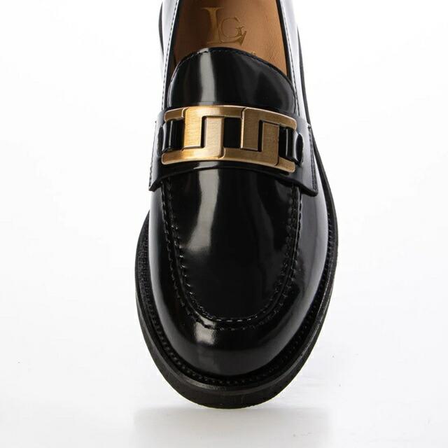 ルカグロッシ　金具　ビット　美品　ガラスレザー　EU36　イタリア製　ブラック ルカグロッシ金具ビット美品ガラスレザーEU36イタリア製ブラック