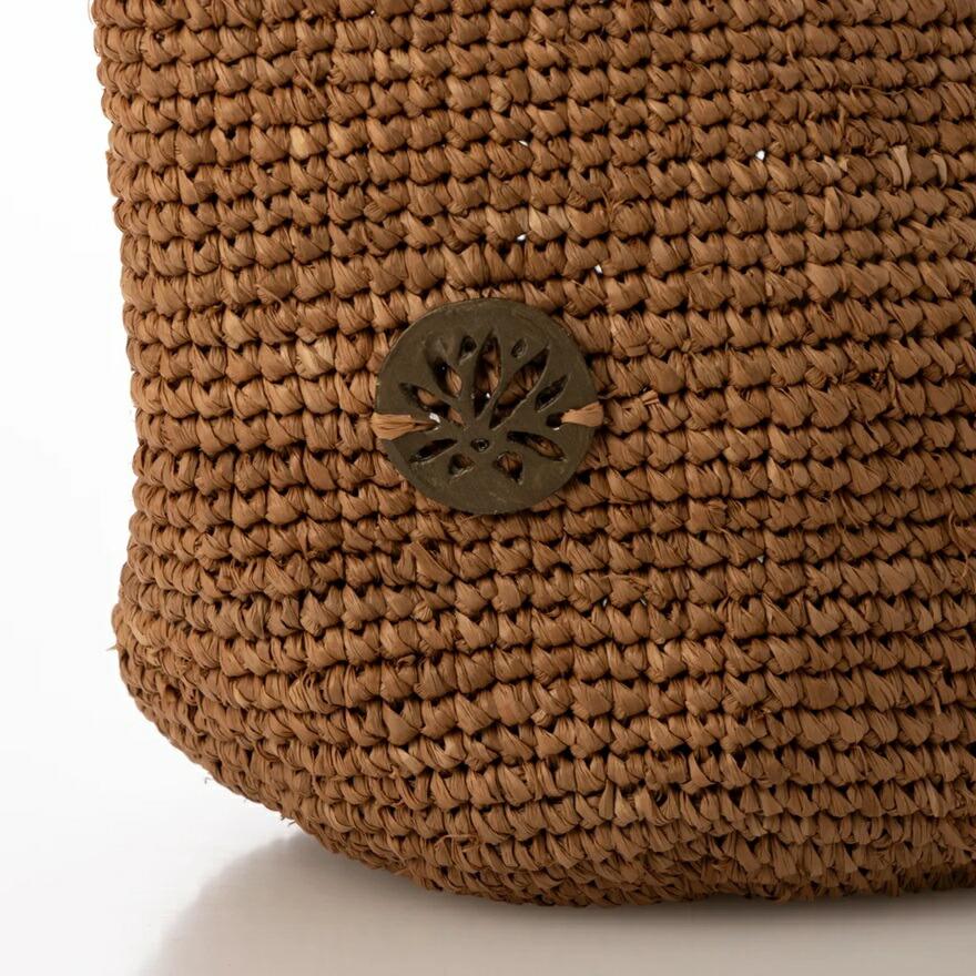 イバオナ IVAHONA トート型 レザーハンドル かご カゴバッグ