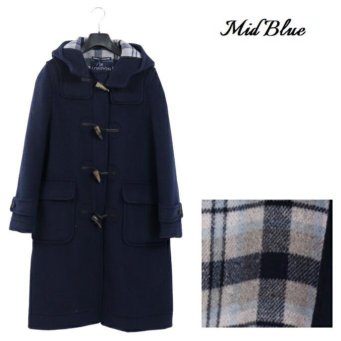 美品✨ロンドントラディション ロングダッフルコート ブルー チェック イギリス製 ロンドントラディション LONDON TRADITION ダッフルコート ERICA