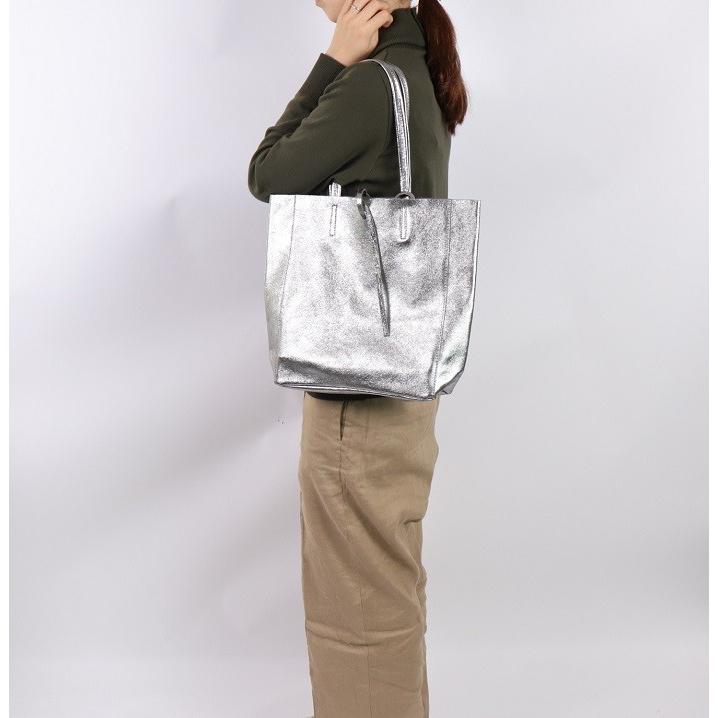 Marlon Firenze マーロンフィレンツェ レザートートバッグ レディース イタリア製 本革 メタリック バッグ 小物 革 メタリック シルバー B5 Marlon01 Carre 通販 Yahoo ショッピング