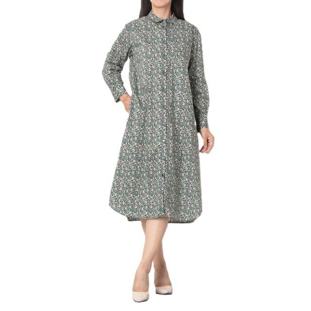 【美品】Parkes パークス　シャツワンピース　リバティプリント　花柄　M 美品】Parkes パークス シャツワンピース リバティプリント 花柄