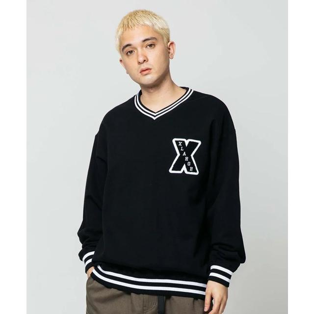 エクストララージ スウェット トレーナー Vネック ロゴワッペン ブラック XL XLARGE エクストララージ スウェット トレーナー X LOGO V NECK
