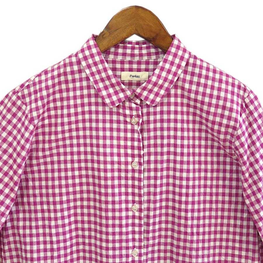 parkes（パークス） 【SALE】Parkes ラウンドカラー 綿麻ギンガム 