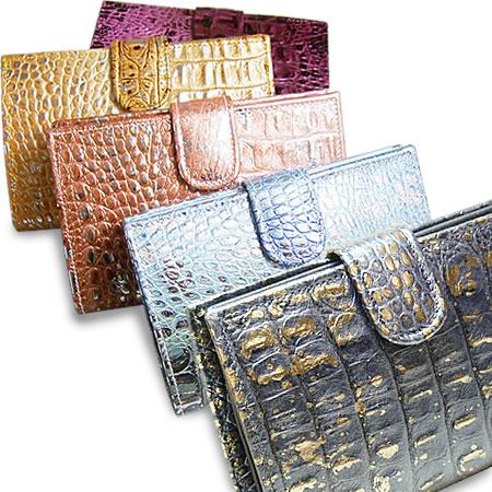 二つ折り財布 レディース レディス ブランド 革財布 クロコ型
