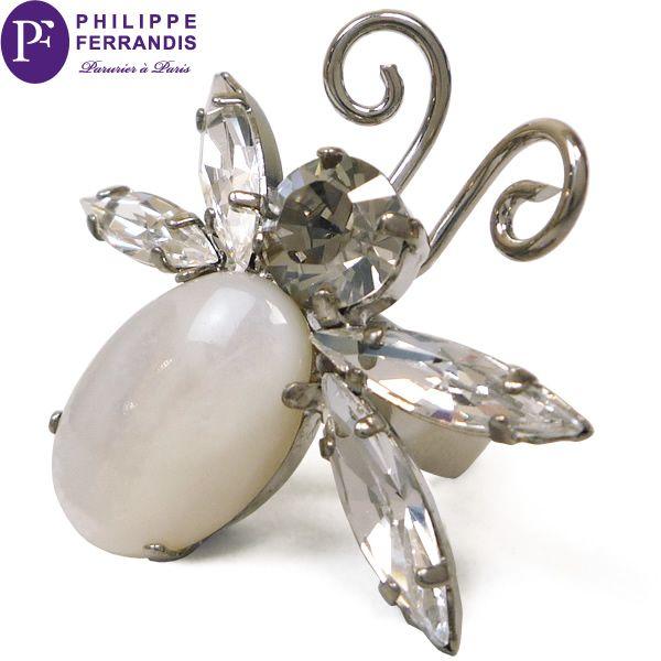 指輪 フリーサイズ レディース レディス スワロフスキー デザインリング フランス ブランド PhilippeFerrandis ミツバチ brand 蜂 大ぶり