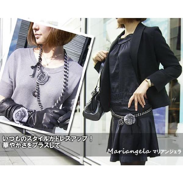 チェーンベルト レディース レディス ロングネックレス ファー フラワーコサージュ イタリア ROBERTA GANDOLFI マリアンジェラ