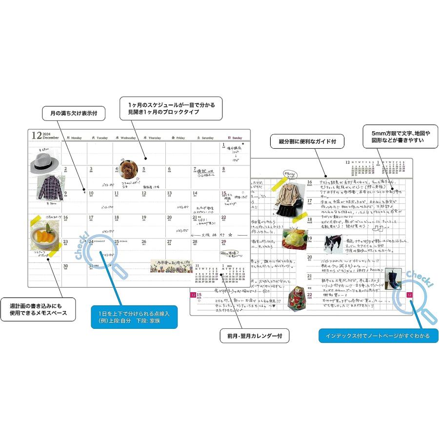 レイメイ藤井 カラーエッジダイアリー(ウィークリー・2ウィークス) RFD2414K ネイビー 2024年度 A6サイズ 手帳 ダイアリー [re]｜carrot｜03