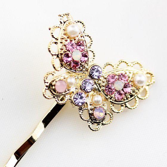 【送料無料】チェコストーン使用きらきらバタフライ　ヘアピン/ヘアアクセサリー　【髪飾り】【メール便：送料無】代引き可：送料別 |  | 02