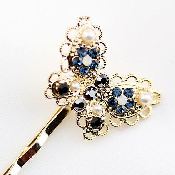 【送料無料】チェコストーン使用きらきらバタフライ　ヘアピン/ヘアアクセサリー　【髪飾り】【メール便：送料無】代引き可：送料別 |  | 04