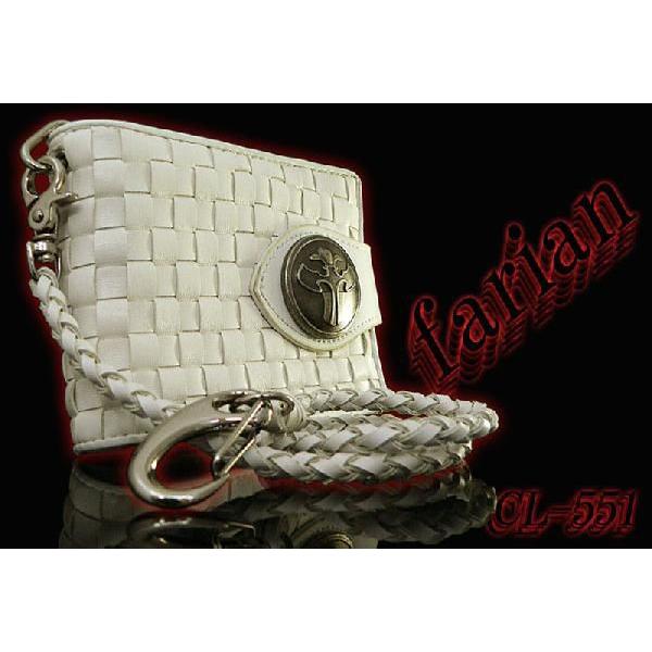 在庫処分【farian】編み込みメッシュ　ウォレット（ロープ付き）　折財布◇【サイフ】　ホワイト　メンズ　nt1b | 