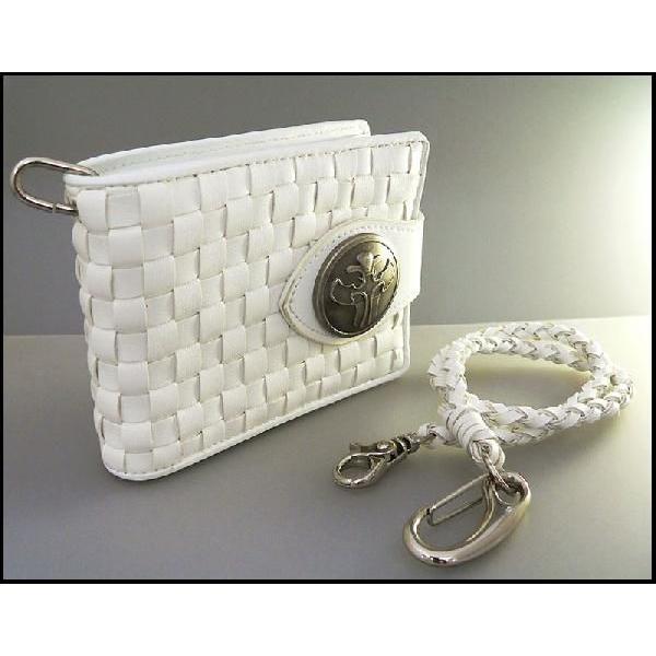 在庫処分【farian】編み込みメッシュ　ウォレット（ロープ付き）　折財布◇【サイフ】　ホワイト　メンズ　nt1b |  | 02