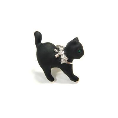 【送料無料】セレブネコ　上品な子猫モチーフのタックブローチ【メール便：送料無】【代引き可：送料別】 |  | 01