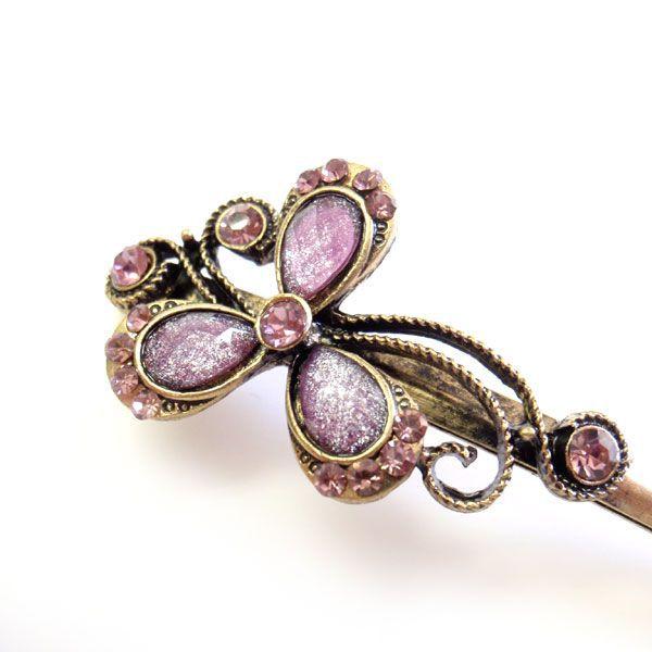 【送料無料】フラワーモチーフ　ヘアピン♪アンティーク仕上げ】レディース【メール便：送料無料】【代引き可：送料別】 |  | 01