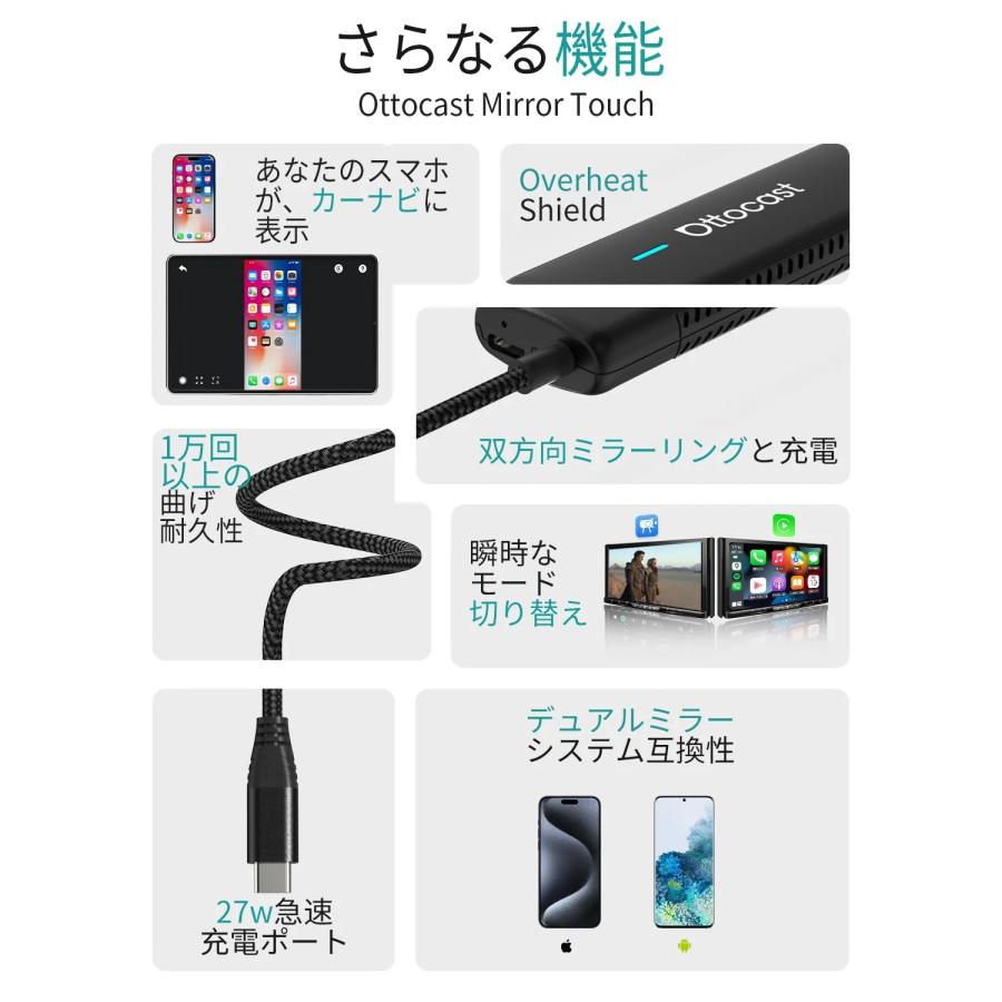 オットキャスト Ottocast ミラータッチ mirror touch carplay