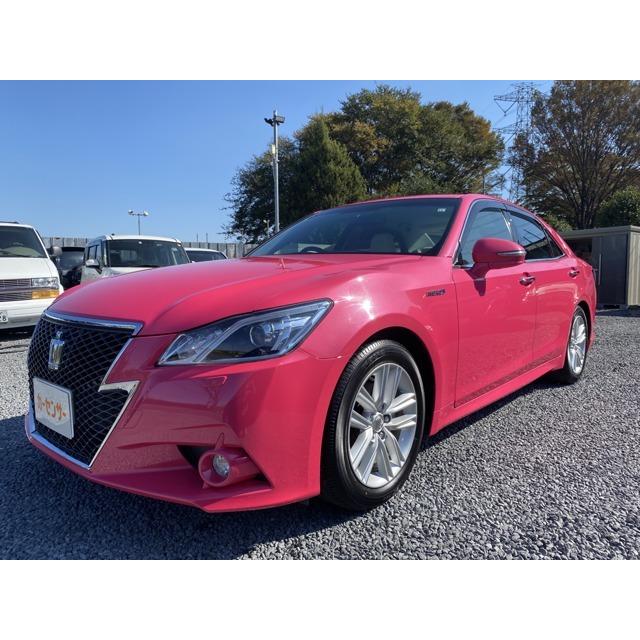 新入荷 2 5 ハイブリッド クラウンアスリート トヨタ G ワンオーナー 白革シート 記録簿 ピンク リボーン 中古車