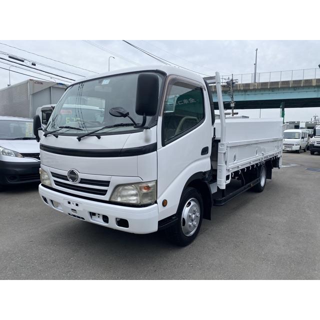 専門店では 4 0dターボ デュトロ 日野自動車 ワイドロング オートマ 垂直ゲート 2トン平ボディ フルジャストロー 中古車