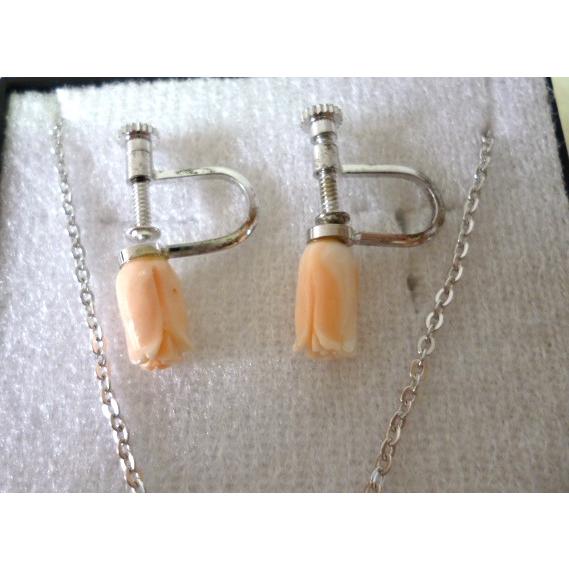 中古 アクセサリー 本珊瑚 イヤリング ネックレス ケース付き【0006911