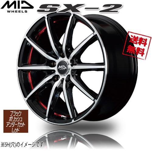 延長 新品MID SX-2 ホイール ブラックポリッシュ＋アンダーカットレッドクリア 12インチ4本セット  マルカサービス マルカ M.I.D SX-2 ブラックポリッシュ+アンダーカット