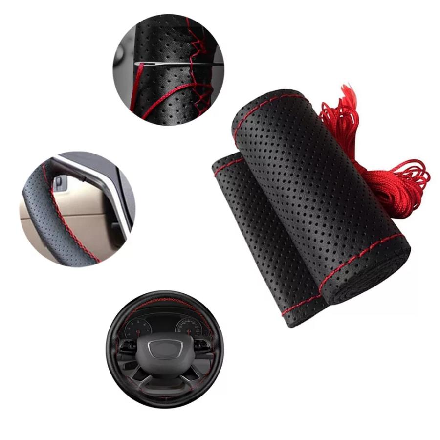 【送料無料】【色、サイス選択】編み上げ  高品質　合成表皮　ハンドルカバー ステアリングカバー　 編むハンドルカバー パンチング ステアリングカバー |  | 07
