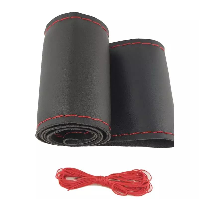 【送料無料】【色選択】 革 皮 レザー 　PUレザー ステアリングカバー ハンドルカバー編み込みタイプ ブラック |  | 01