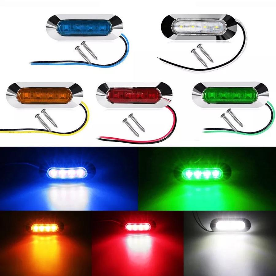 12V 24V 兼用 高輝度 LED 4連 10個セット 内蔵 カラーレンズ 小型 汎用 クロームメッキ マーカーランプ サイドマーカー 防水型 トラック 乗用車 等に |  | 06