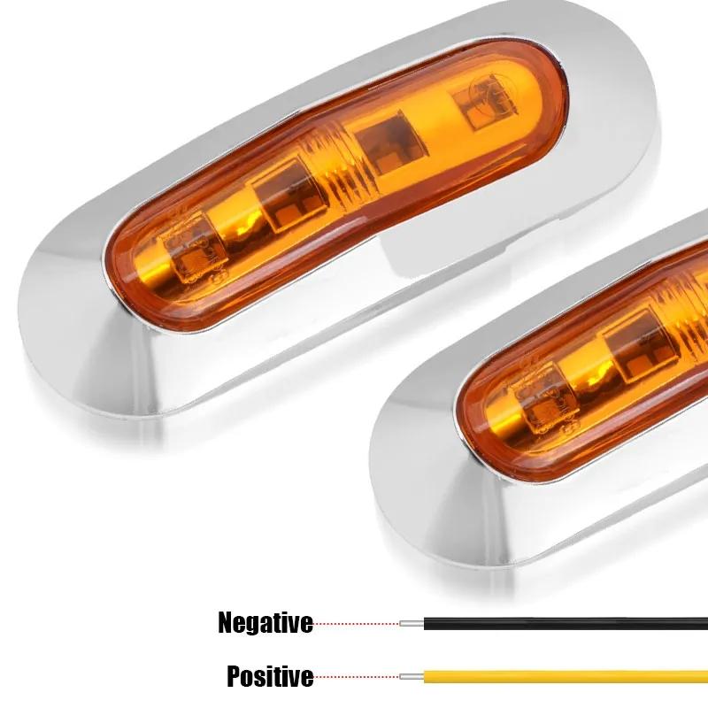 12V 24V 兼用 高輝度 LED 4連 10個セット 内蔵 カラーレンズ 小型 汎用 クロームメッキ マーカーランプ サイドマーカー 防水型 トラック 乗用車 等に |  | 07