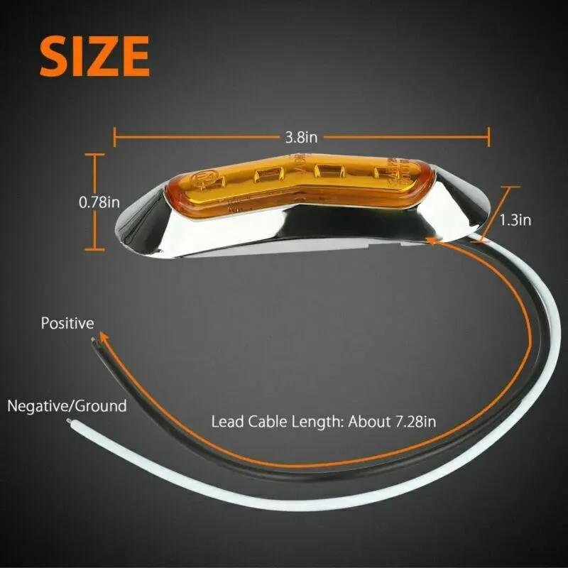 12V 24V 兼用 高輝度 LED 4連 10個セット 内蔵 カラーレンズ 小型 汎用 クロームメッキ マーカーランプ サイドマーカー 防水型 トラック 乗用車 等に |  | 08