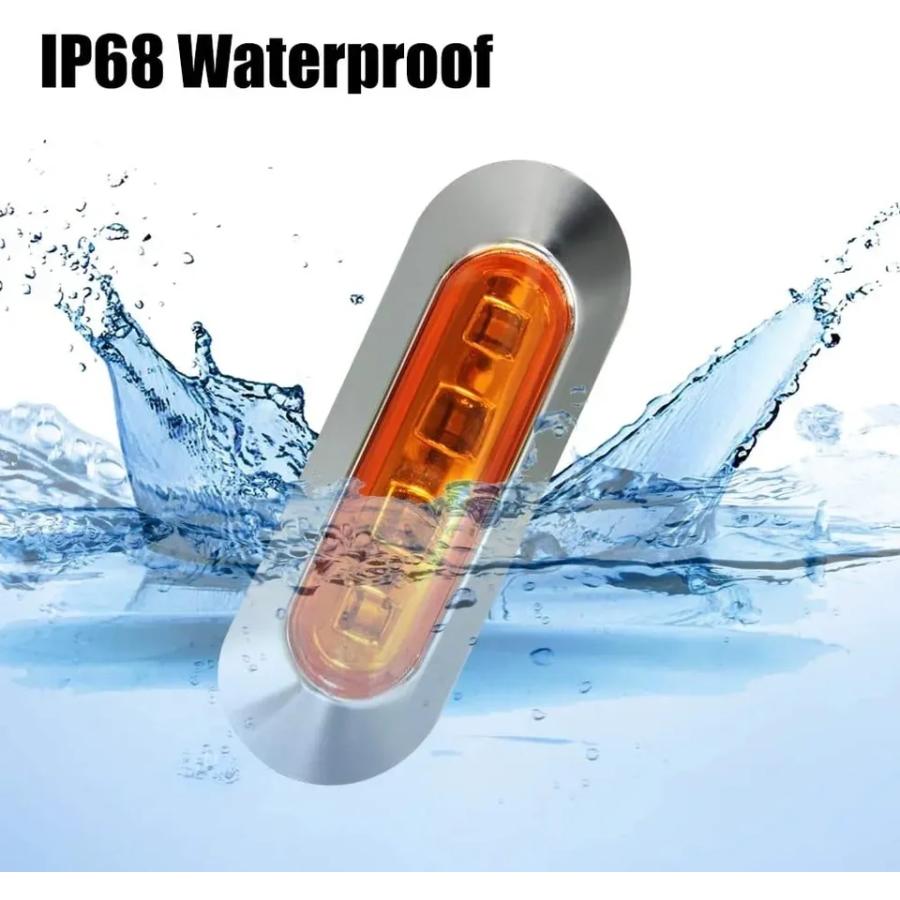 12V 24V 兼用 高輝度 LED 4連 10個セット 内蔵 カラーレンズ 小型 汎用 クロームメッキ マーカーランプ サイドマーカー 防水型 トラック 乗用車 等に |  | 10