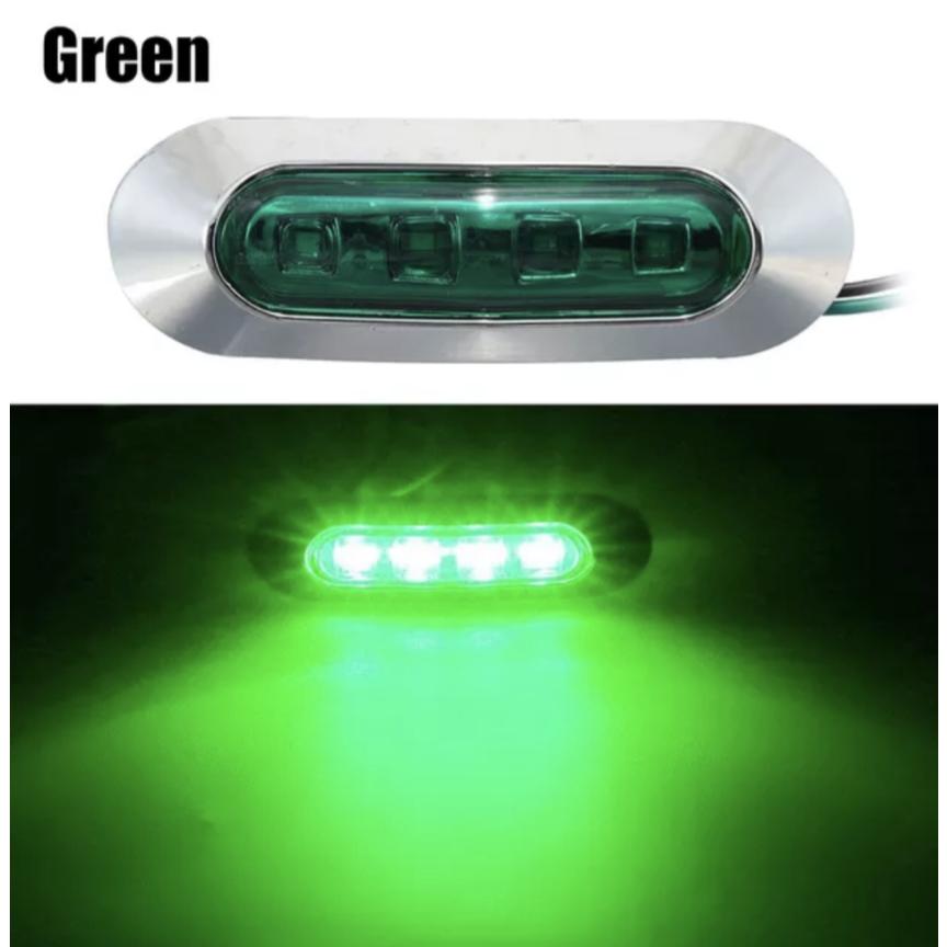 12V 24V 兼用 高輝度 LED 4連 10個セット 内蔵 カラーレンズ 小型 汎用 クロームメッキ マーカーランプ サイドマーカー 防水型 トラック 乗用車 等に |  | 12