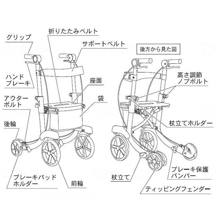 シルバーカー ミシェル 歩行車 ロレータ型 Michelle 幸和製作所 WAW22 手押し車 老人 高齢者 カート シニアカート UL-307327_5