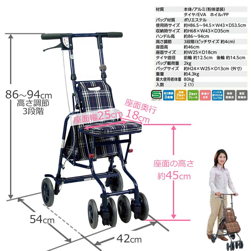 シルバーカー サニーウォーカーAW-３ 軽量 手押し車 老人用 高齢者 カート 介護用品 株式会社島製作所 サニーウォーカー AW３ スペシャル%OFF｜carts-kenkul｜04