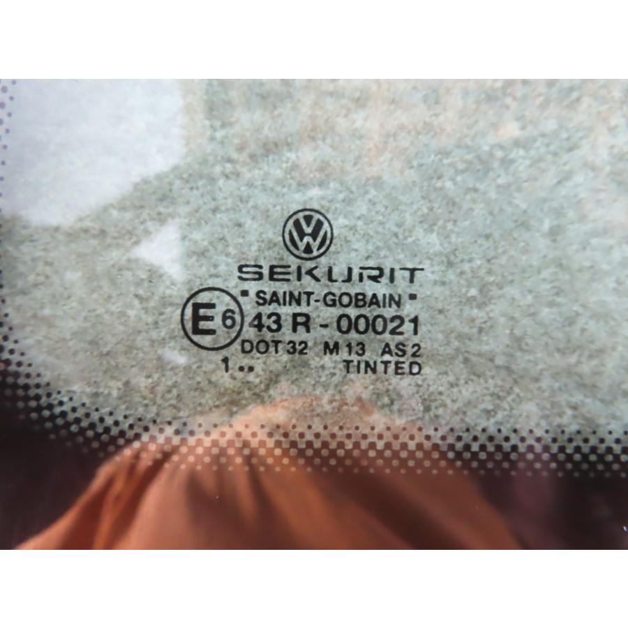 VW ワーゲン ルポ 1.6 GTI 6EAVY 右 リア クォーター ウインド ガラス ※ グリーン 接着タイプ 室内側モール付き :D ...