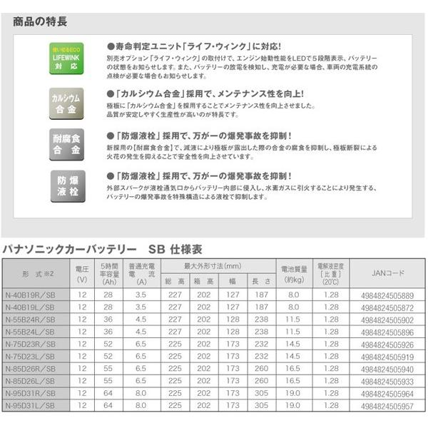 D23L パナソニック カー バッテリー SBシリーズ N-75D23L/SB｜carus-ap｜03