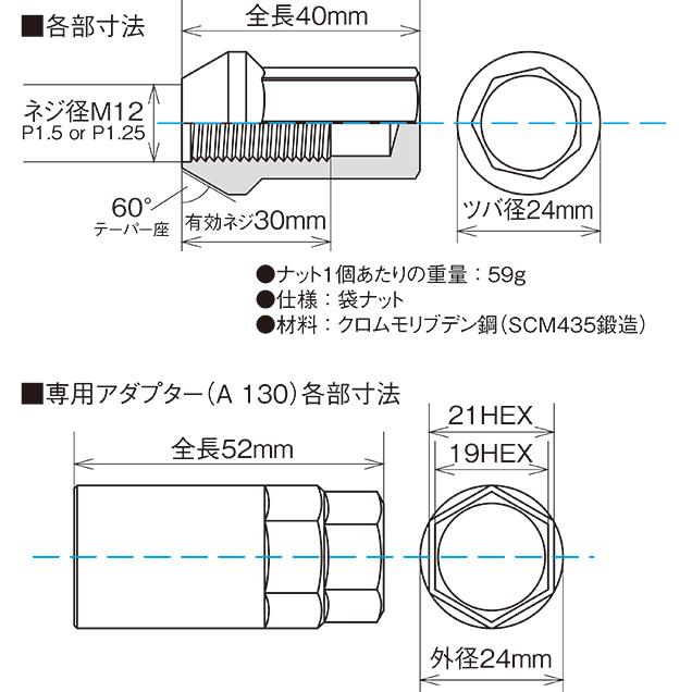 ヘプタゴン キャリバー24 20個入り/カローラクロス/トヨタ/M12×P1.5/ブラック黒/高硬度 HPC01K｜carus-ap｜04