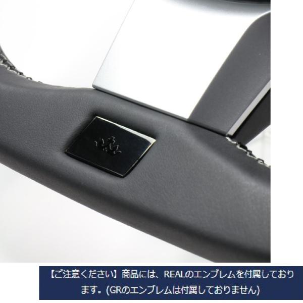 日本入荷 REAL ステアリング ヴィッツGRMN 130系 トヨタ オリジナルシリーズオールレザー シルバー×ブラックユーロステッチ