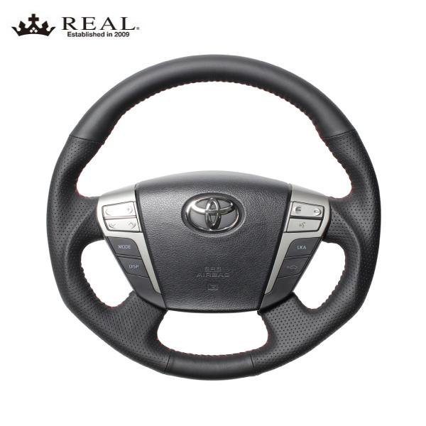 REAL ステアリング ヴェルファイア 20系 ※Gs含む トヨタ オリジナルシリーズ オールレザー レッドステッチ