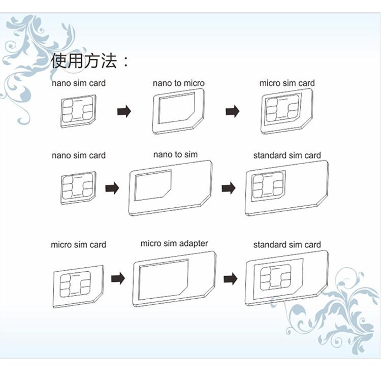 SIM 変換 アダプタ 4点セット SIM変換アダプタ nano micro ナノ マイクロ 送料無料 ML｜carvus｜02