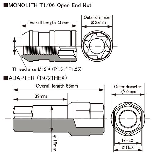 KYO-EI MN01N キックス モノリス T1/06 ナットセット M12×P1.5 ネオクロ テーパー60° 全長:40mm 入数:20個｜carweb2｜02