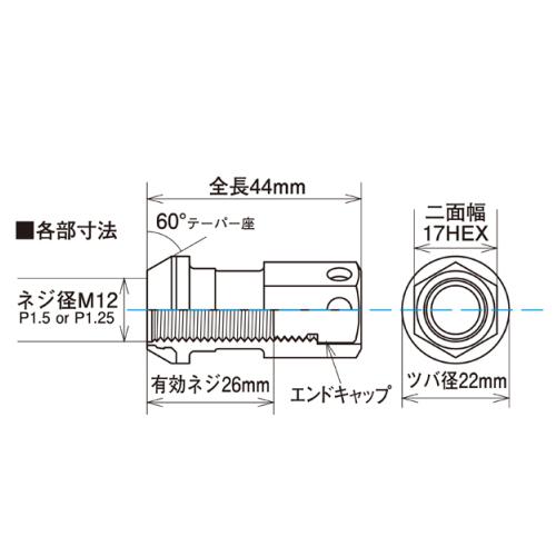 [RIF-01KK] KYO-EI レーシングコンポジットR40 アイコニックス (樹脂キャップ) ナットセット M12×P1.5 17HEX ブラック/ブラック テーパー60° [受注生産]｜carweb｜02