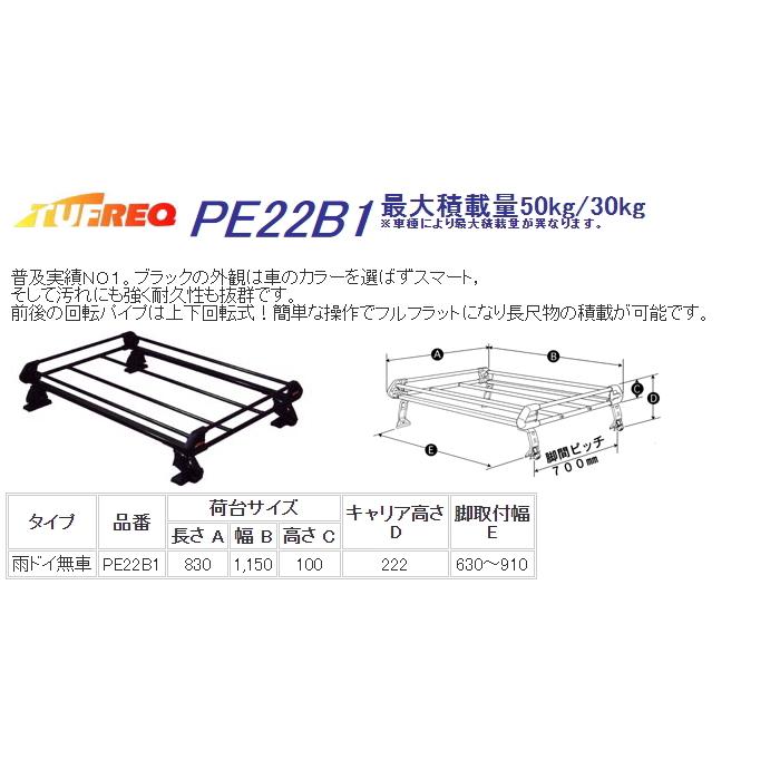 PE22B1 精興工業 TUFREQ (タフレック) ルーフキャリア Pシリーズ 4本脚 トヨタ ist H14.5〜H19.7 NCP60/61/NCP65 全車 沖縄県/離島 発送不可｜carweb｜02