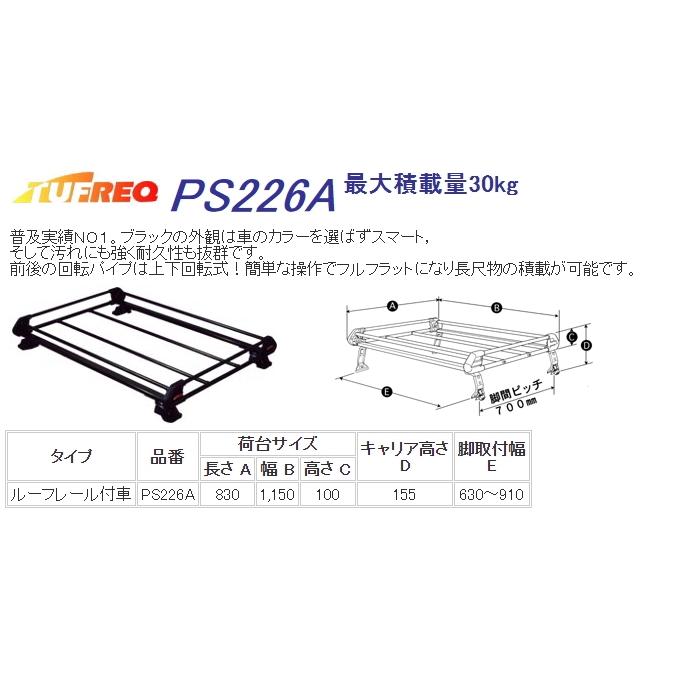 PS226A 精興工業 TUFREQ (タフレック) ルーフキャリア Pシリーズ 4本脚 ダイハツ TAFT(タフト) R2.6〜 LA900S/LA910S ルーフレール付車 沖縄県/離島 発送不可｜carweb｜02