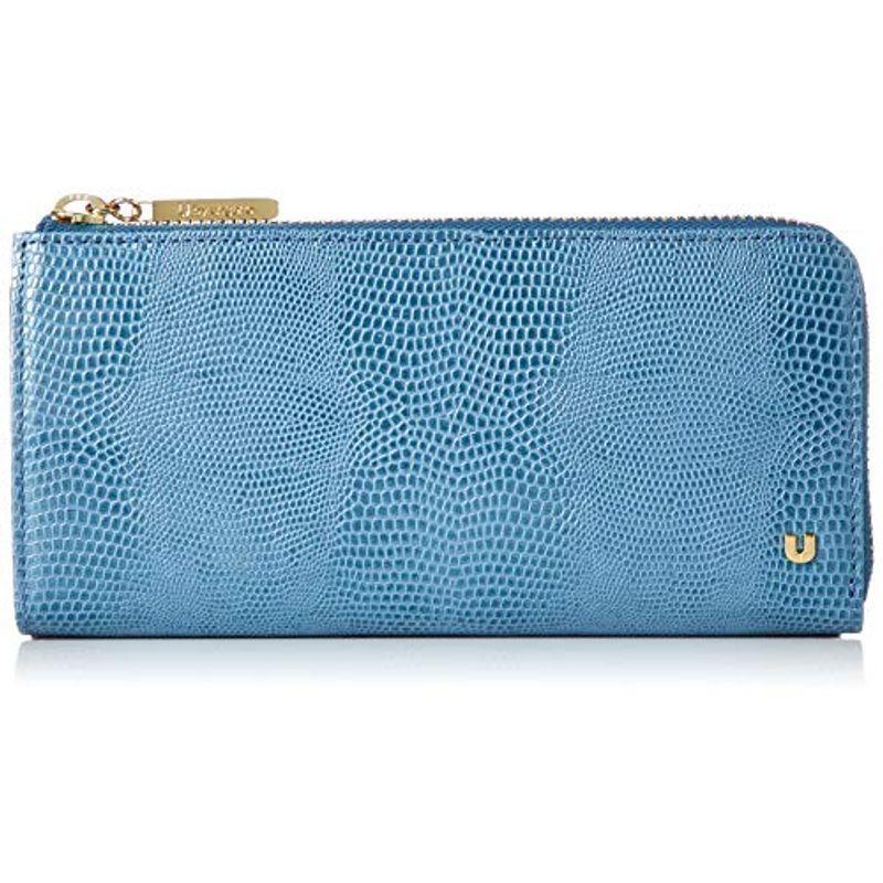 ユー バイ 財布 帽子 ファッション小物 ウンガロ 財布 長財布 レディースファッション ピエッツ 牛革 リザード型押し 薄型 Uulw6ht5 ブルー L字ファスナー カサブランカ 売り割引