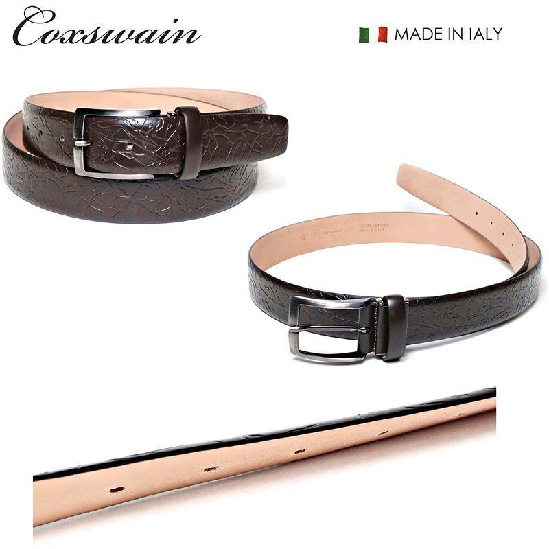 安心発送 本革 ベルト イタリア製 イタリア熟練の職人によるハンドメイド イタリアならではの模様型押し Cw2108 コックスウェイン ダークブラウン ベルト Lifeinlacruz Com