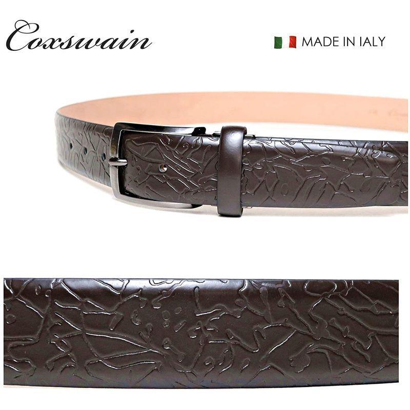 安心発送 本革 ベルト イタリア製 イタリア熟練の職人によるハンドメイド イタリアならではの模様型押し Cw2108 コックスウェイン ダークブラウン ベルト Lifeinlacruz Com