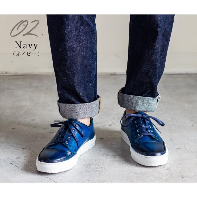 スニーカー 千手染 千手染め monmodel メンズ レザー 本革 ローカット