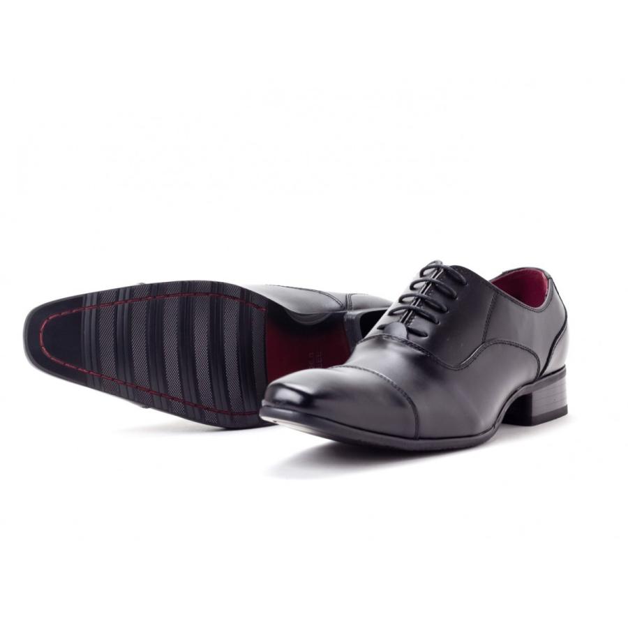 ビジネスシューズ ストレートチップ 内羽根 幅広 3e ロングノーズ 黒