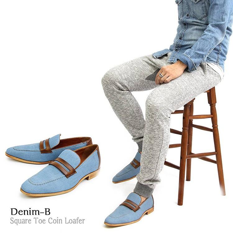 メンズ シューズ デニム オフィス カジュアル コインローファー ペニー ローカット 靴 3a Glbt 110 インテリアshop カーサリア 通販 Yahoo ショッピング