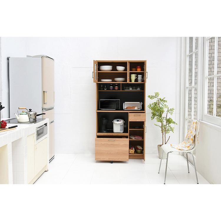 日曜日で掲載終了★ハイグロス木製レンジ台 レンジ台 マテリア 70B Bタイプ／幅70cm（オーク）(Bタイプ 5Y
